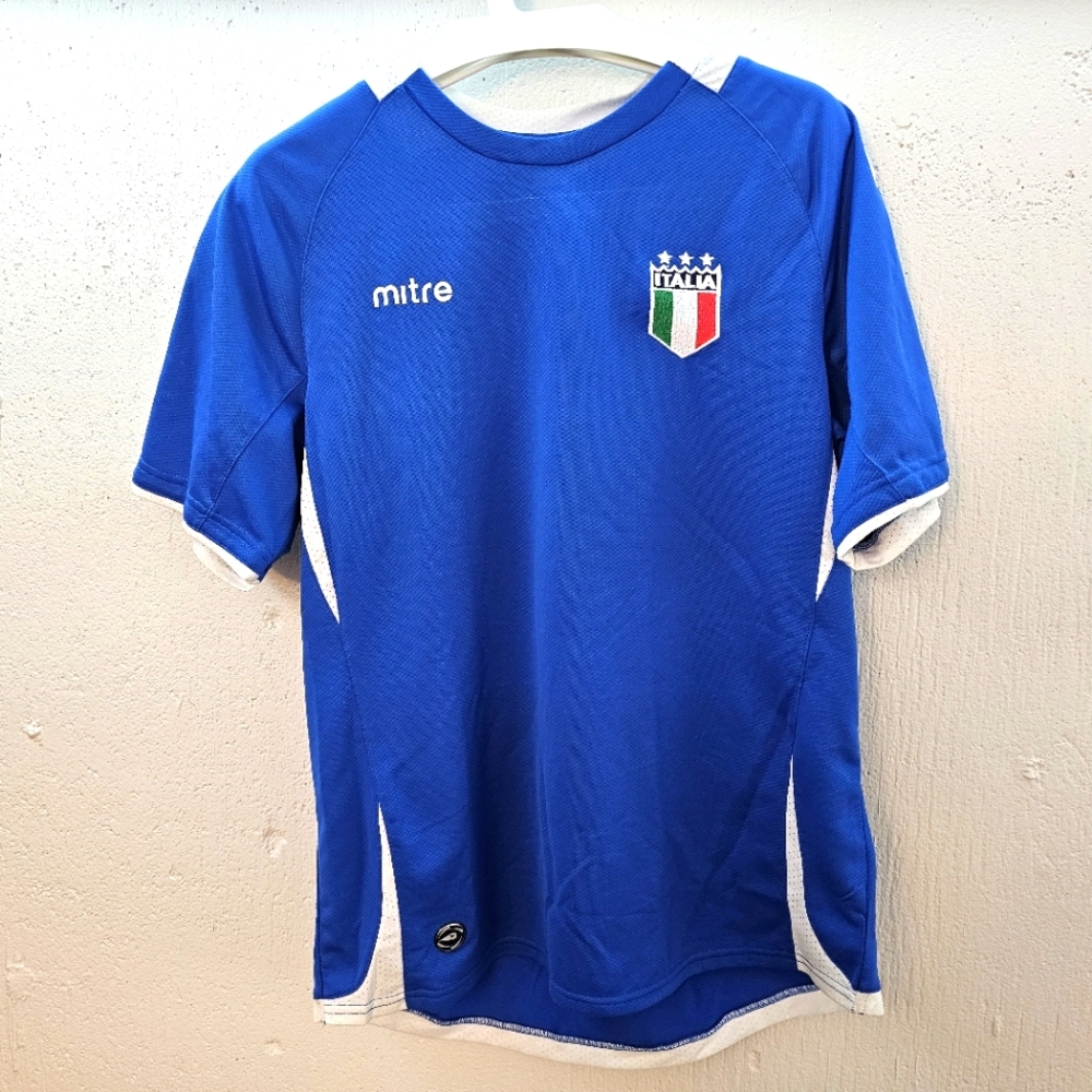 Mitre Men's Blue/White Italy Sports T-Shirt, Short-Sleeve Medium M